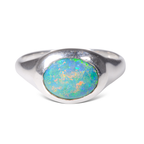 Aussie Opal Ring - Bright Blue