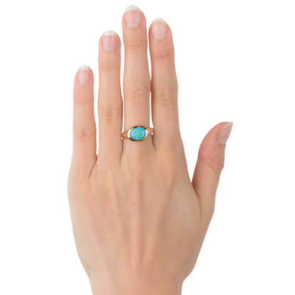 Aussie Opal Ring - Bright Blue