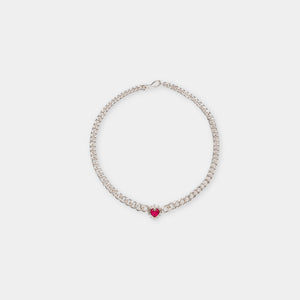 Chained Ruby Heart Necklace